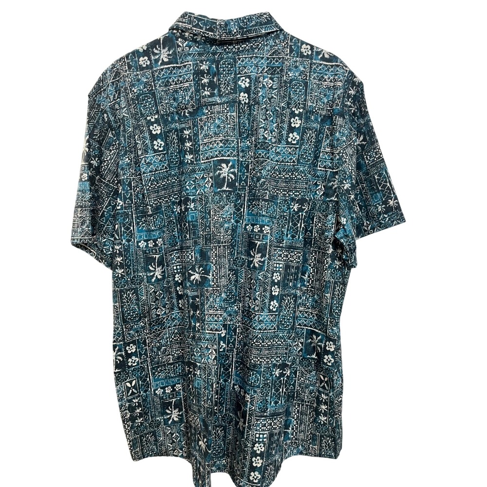 Haggar Clothing Co Mens XXL Short Sleeve Button Up Aloha Hawaiian Shirt Aqua Tea - Picture 4 of 4